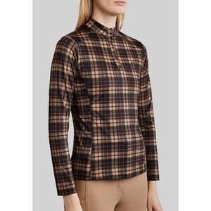 Montar MoClaire Checked LS Trainingshirt In Black Size Medium NWT